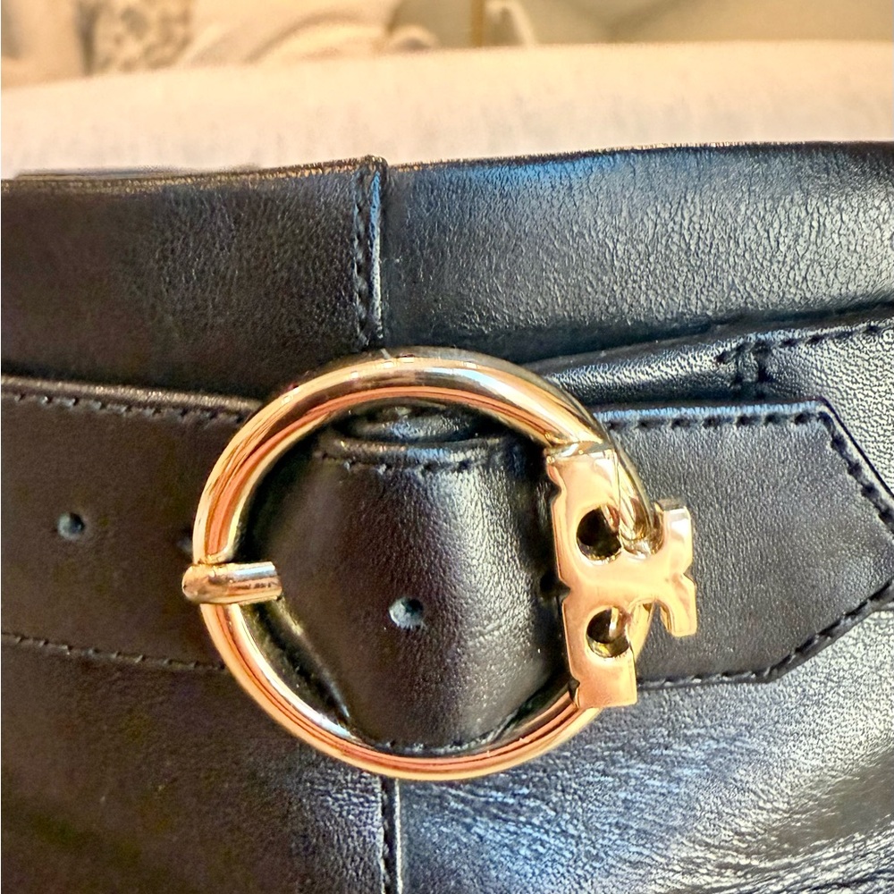 Tory Burch Sophia Bootie 9.5 Black Leather Gold Hardware Rare - Picture 7 of 11